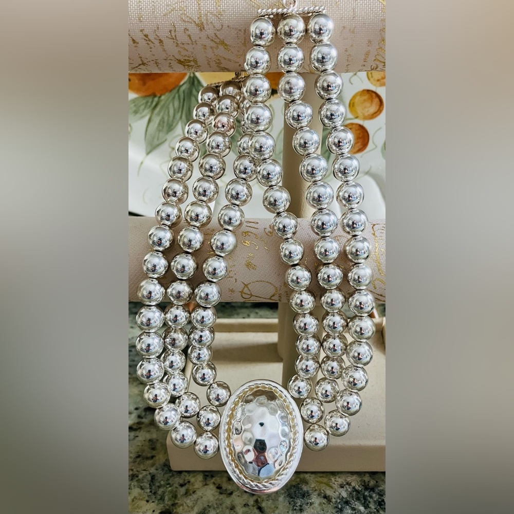 Vintage Bill Blass Three-Strand Silver-Tone Necklace